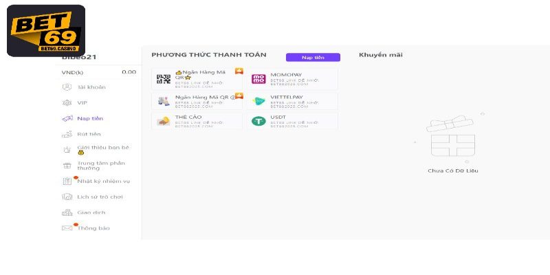 Các phương thức thanh toán Bet69 phổ biến